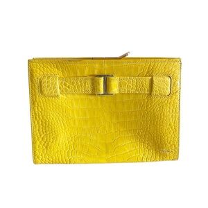 Abas Croc Embossed Yellow Chic Clutch Purse